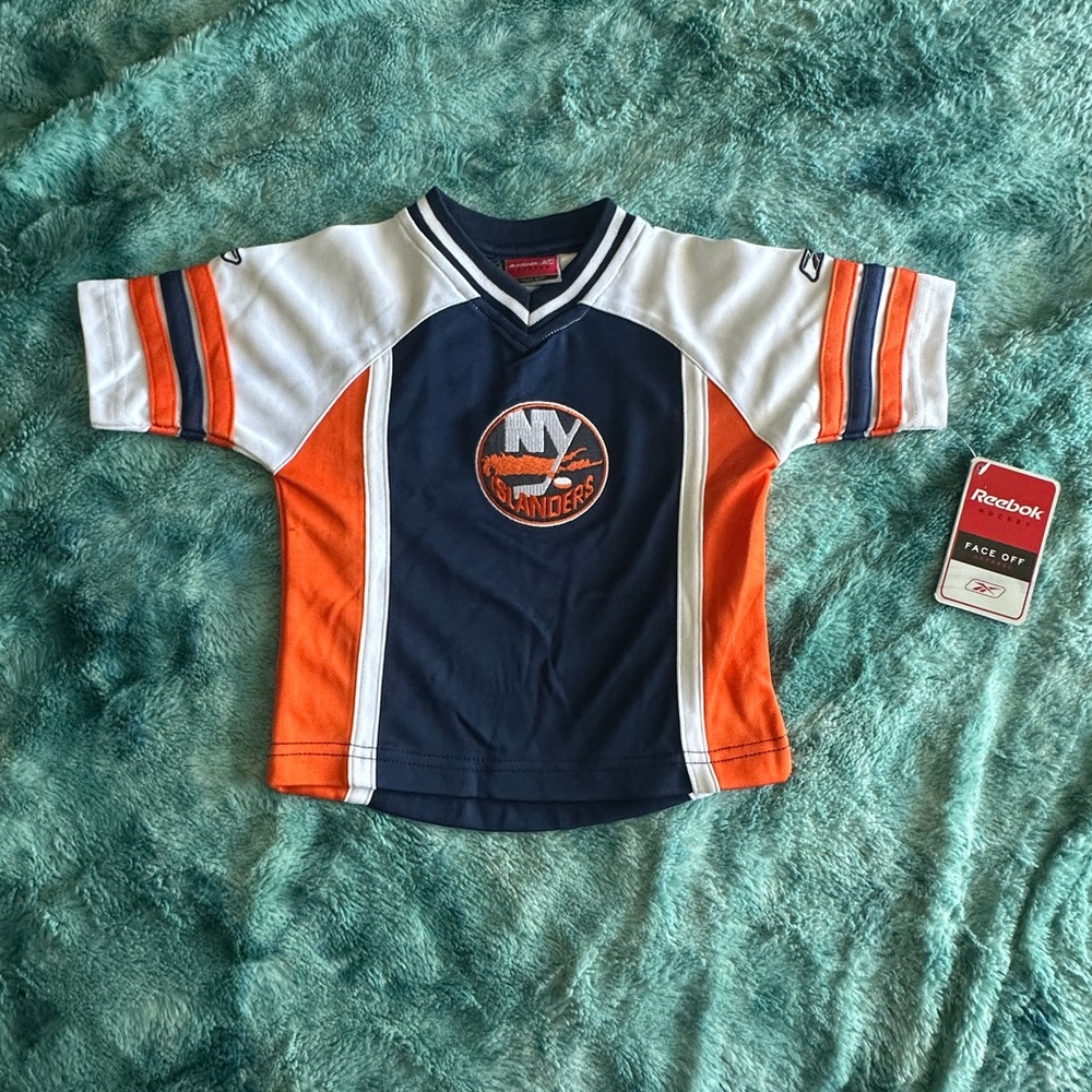 Reebok Blue and Orange Jersey with V-Neck Design